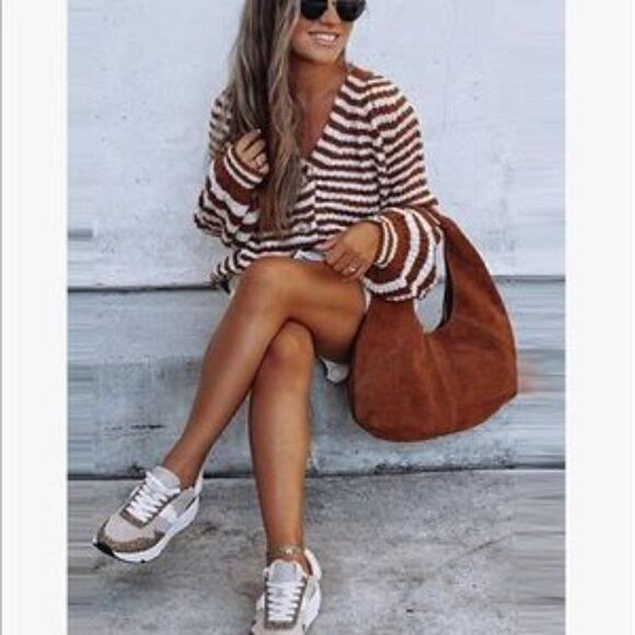 NEW Striped Button Down Long Sweater Cardigan - Picture 2 of 9